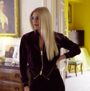 AFTER: Victoria's YSL suit converted to bomber and trousers