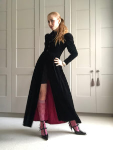 Vintage black velvet opera coat