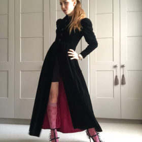 Vintage black velvet opera coat